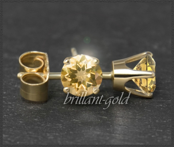 Preview: Ohrstecker 585 Gold Citrin orange 4,5,6,7mm